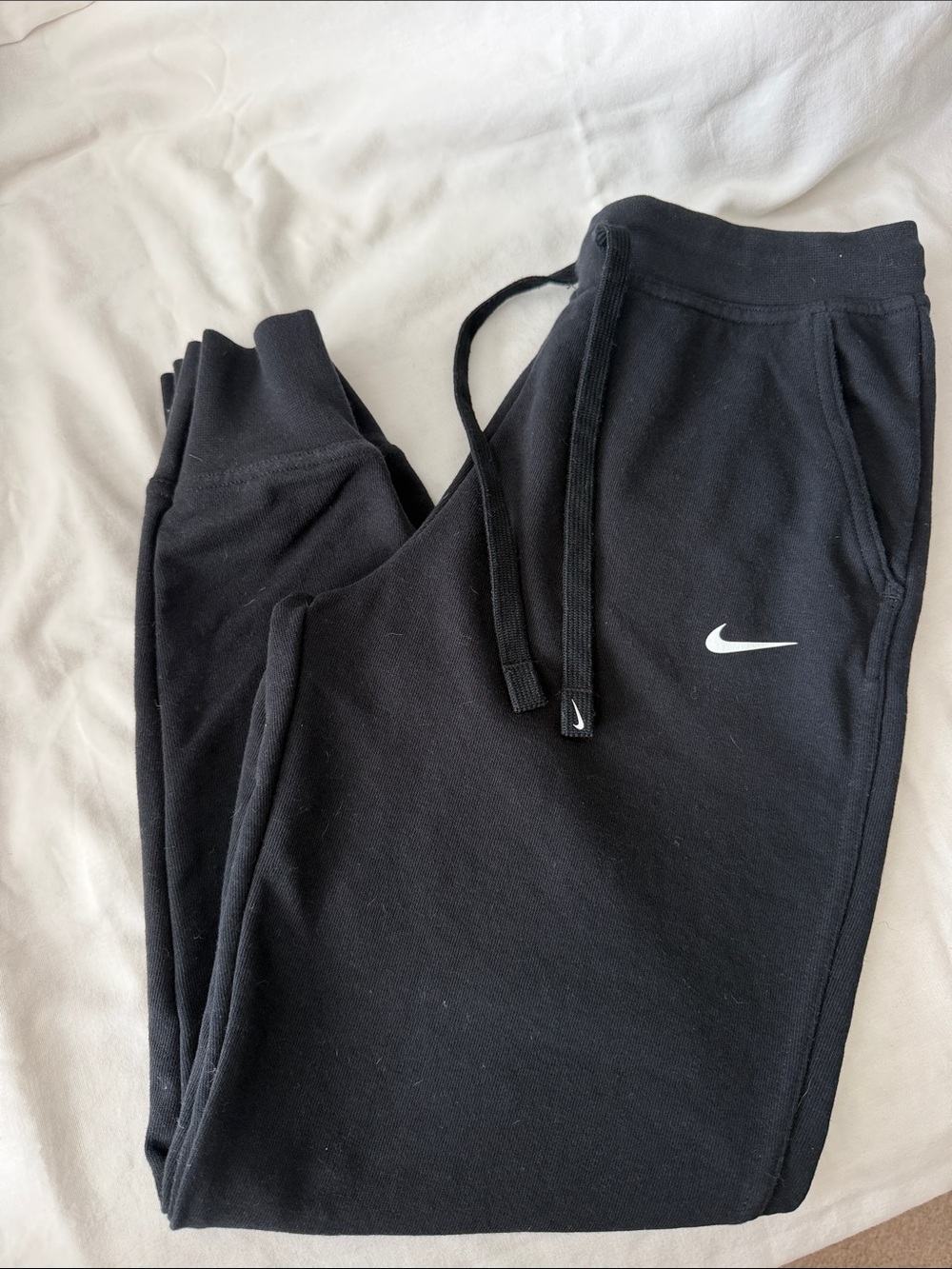 Nike Black Kids Fleece Joggers with White Swoosh